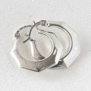 Hexagon Hoop Earrings in Sterling Silver
